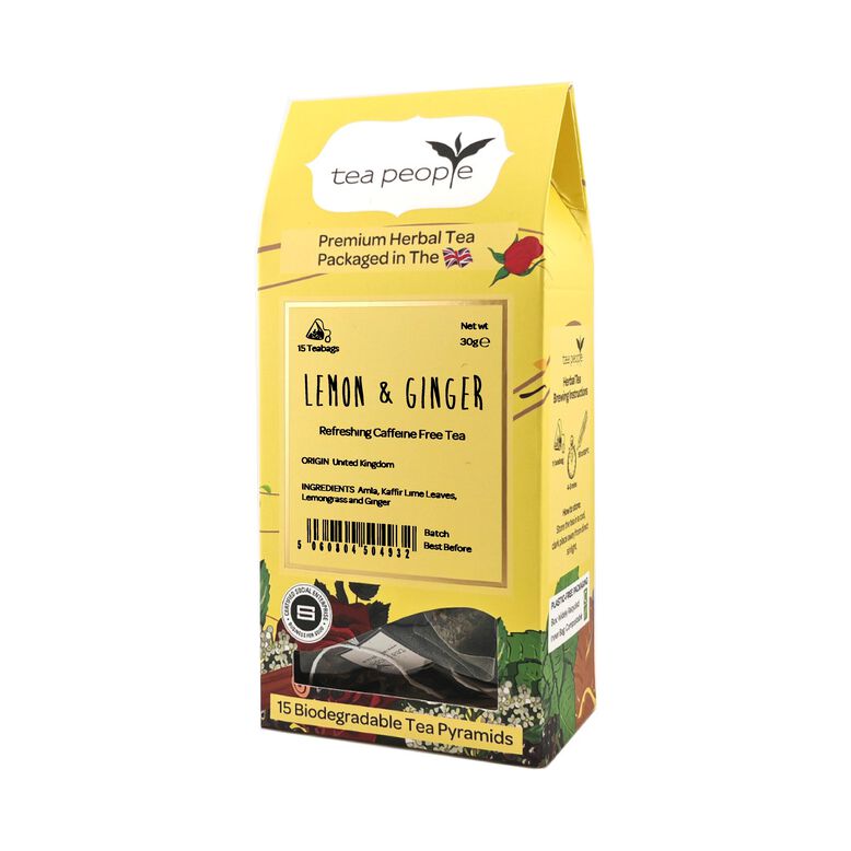 Lemon &amp; Ginger -15 Tea Pyramids in a card box, , hi-res